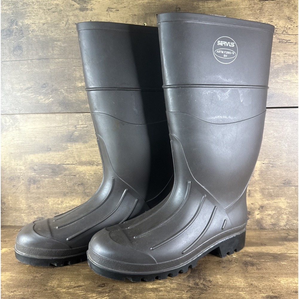 Men's Brown Size 9 Servus Rubber Boots, ASTM F2892-18 FH, Electrical Rated Clean